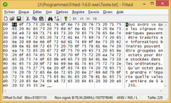 Contenu d'un fichier texte affiché en hexadécimal